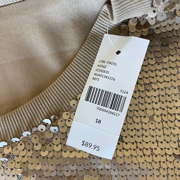 Lane Bryant Gold Sequin Sweater Top - Picture 4 of 7